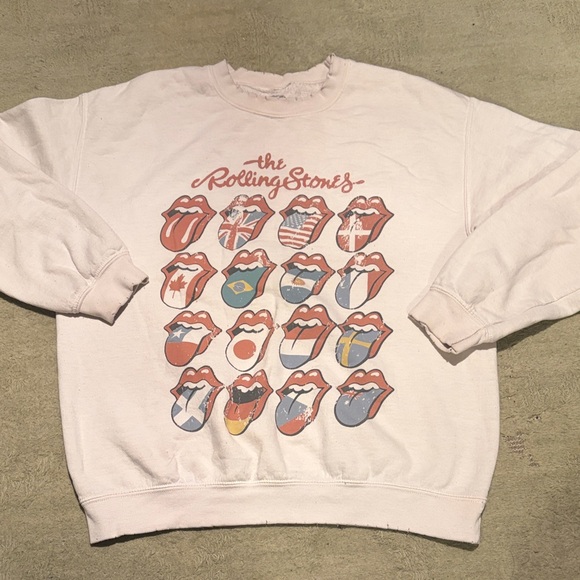 the Rolling Stones Tops - The Rolling Stones White Sweatshirt with Multicolor Tongue Design